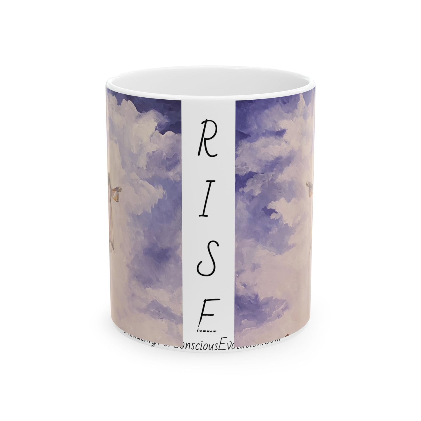 RISE , White Ceramic Mug, (11oz, 15oz)