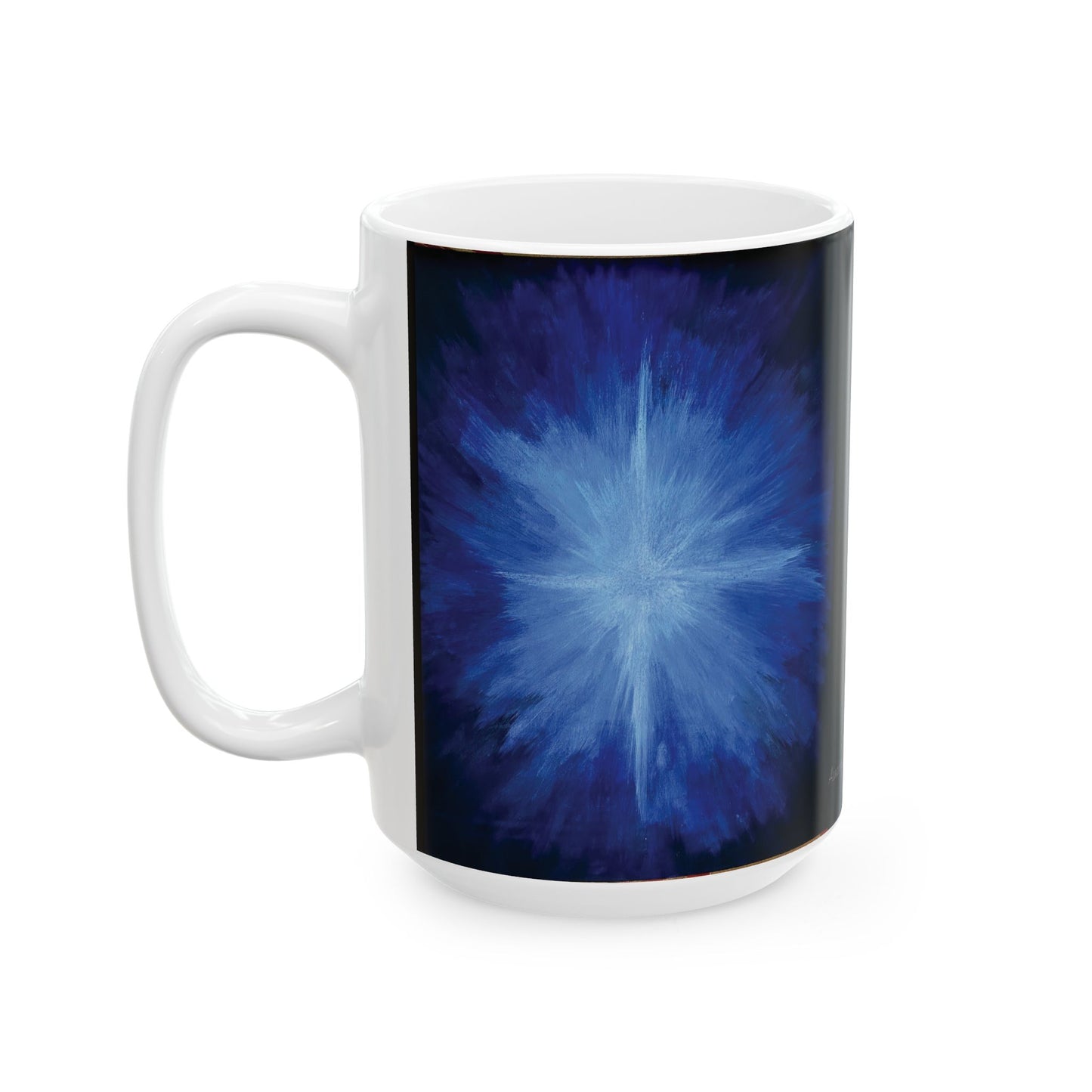 Blue Star , White Ceramic Mug, (11oz, 15oz)
