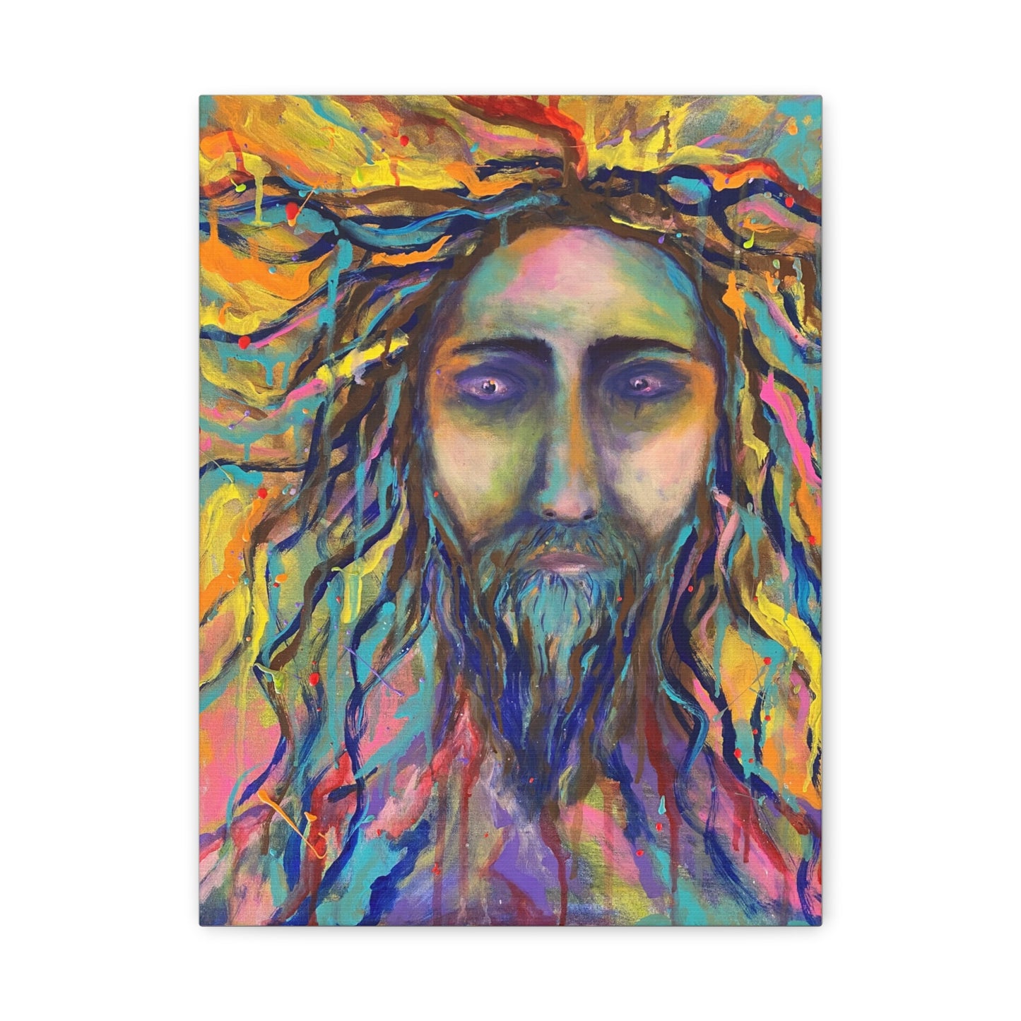 Colorful Jesus Portrait Canvas Wall Art