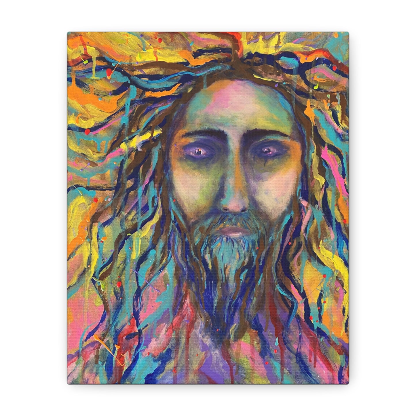 Colorful Jesus Portrait Canvas Wall Art