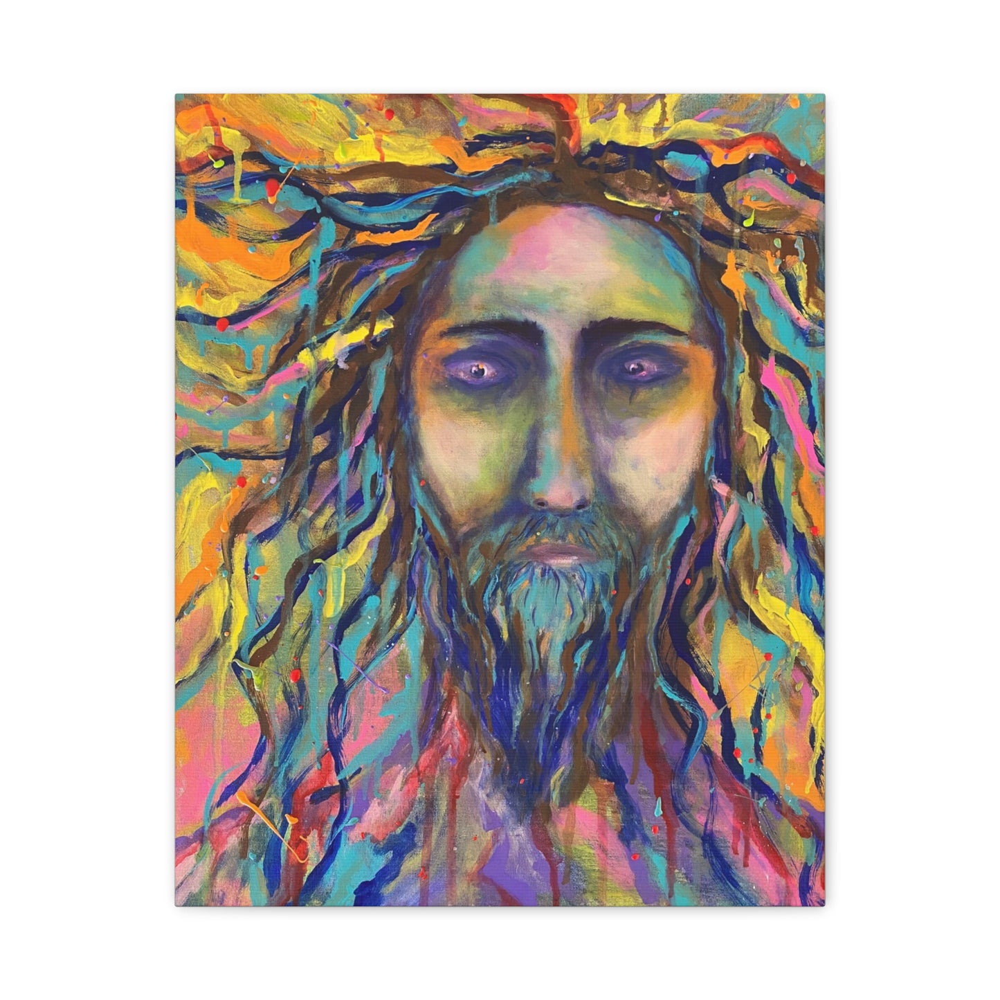 Colorful Jesus Portrait Canvas Wall Art