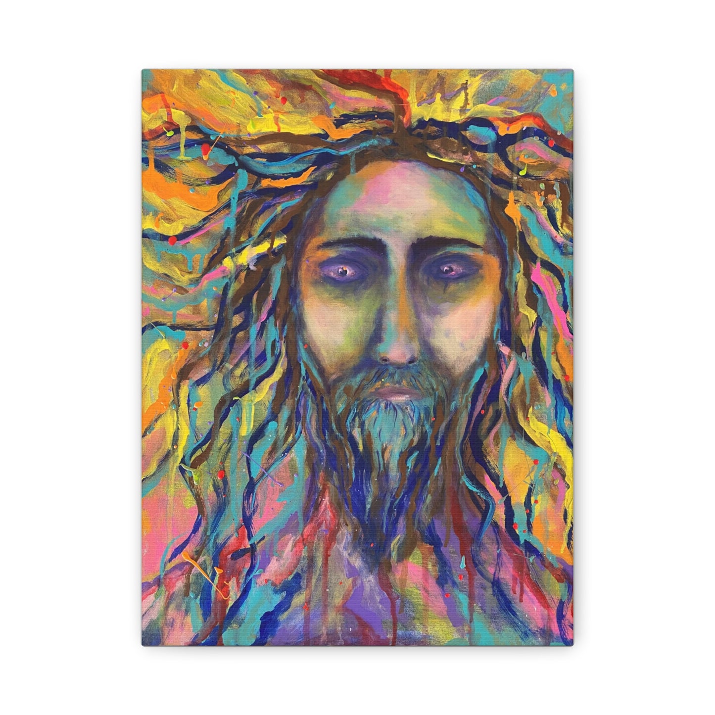 Colorful Jesus Portrait Canvas Wall Art