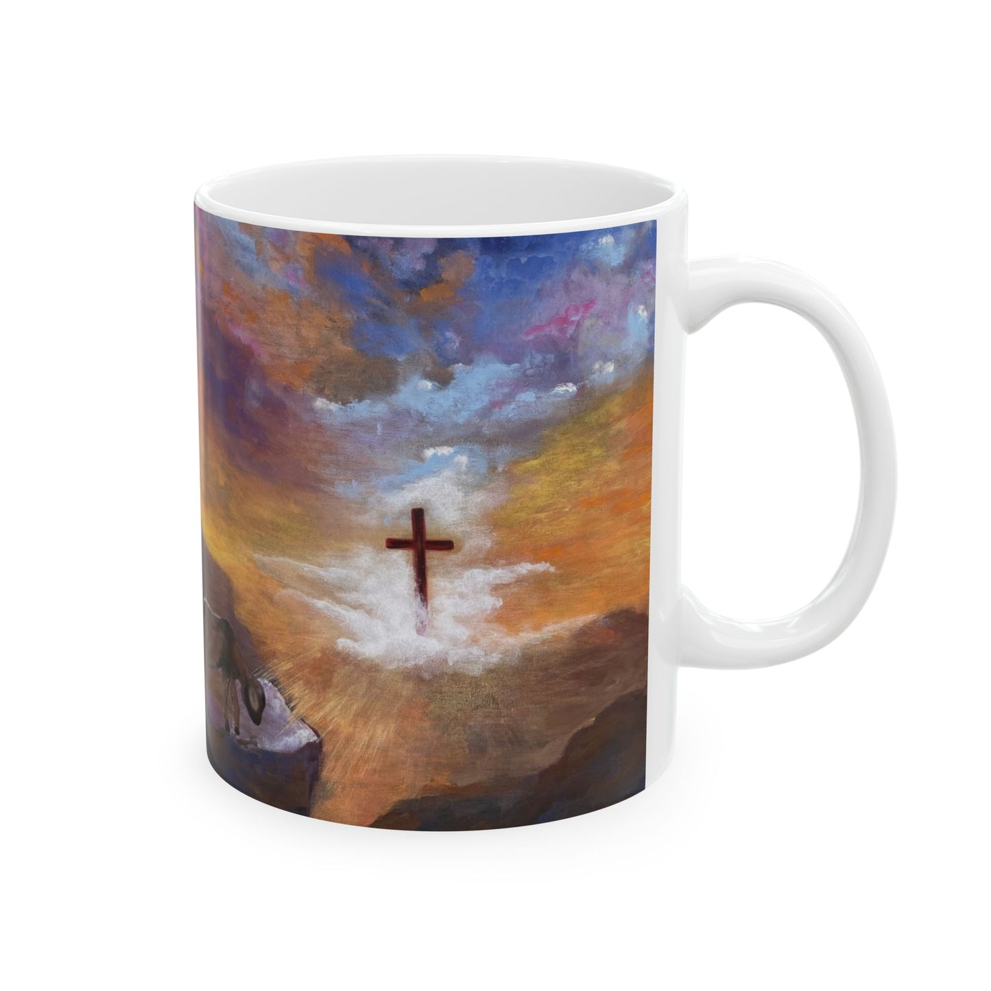 The Substitute, Lamb and Cross. White Ceramic Mug, (11oz, 15oz)
