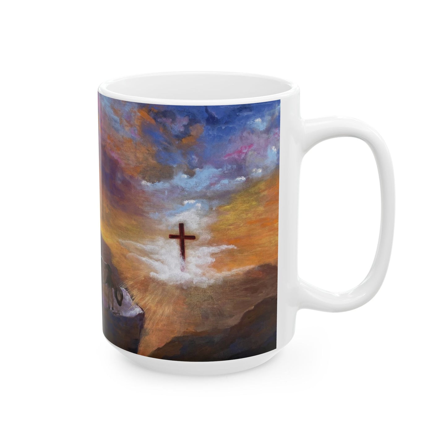 The Substitute, Lamb and Cross. White Ceramic Mug, (11oz, 15oz)
