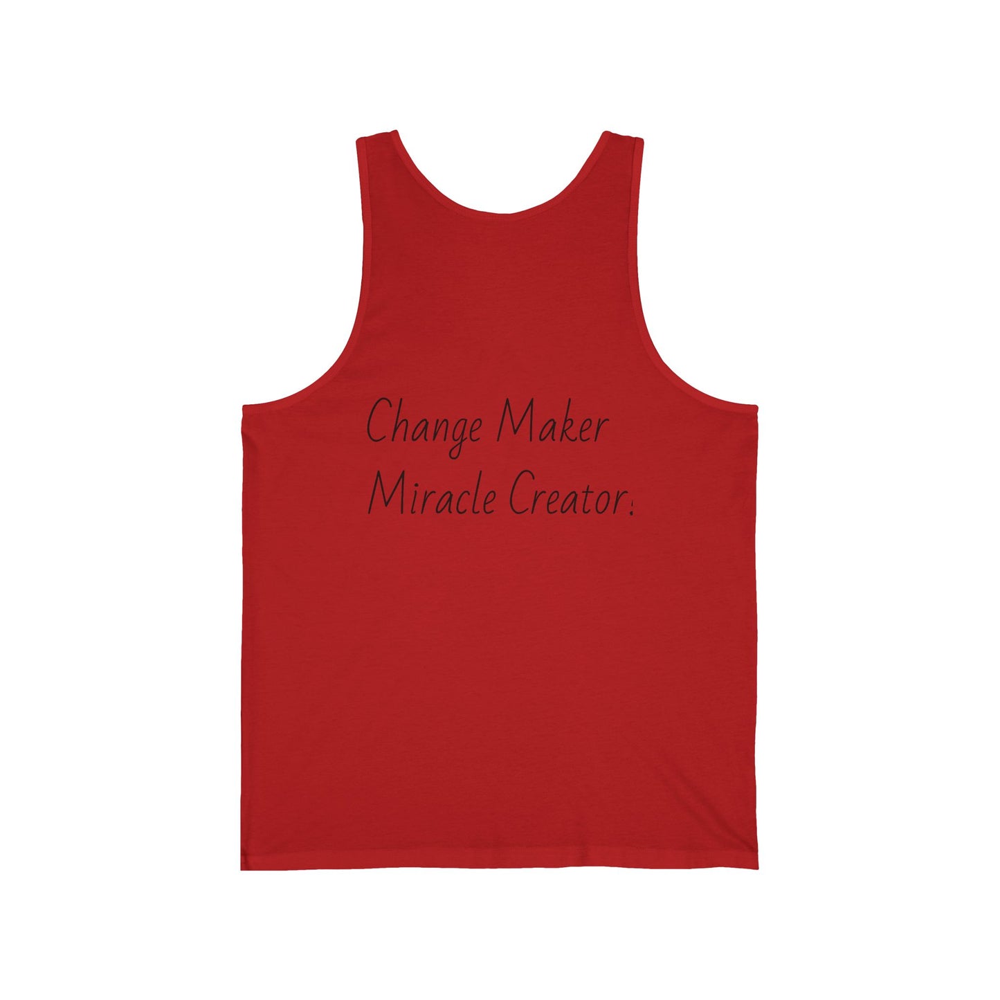 Change Maker, image on front Unisex Jersey Tank