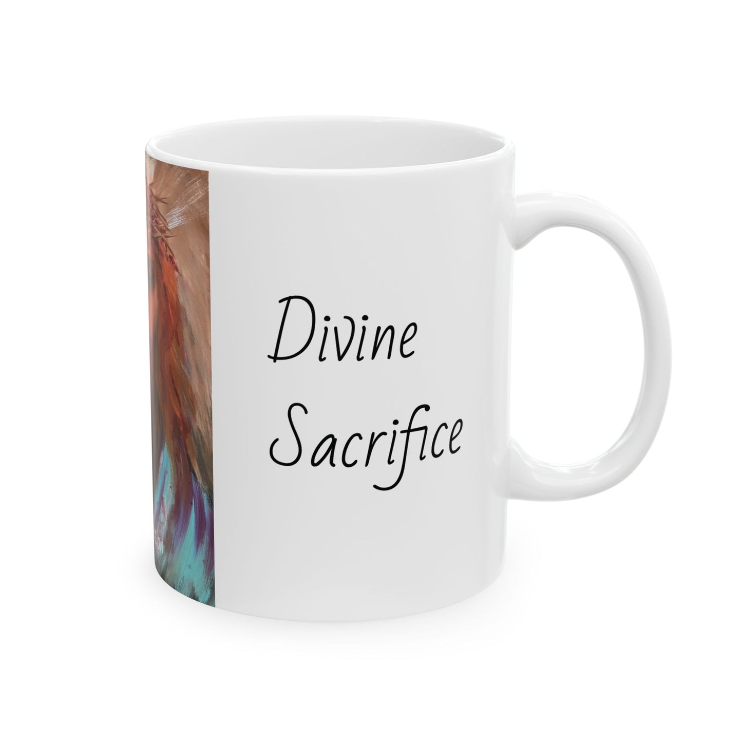 Jesus: Sacred Surender, White Ceramic Mug, (11oz, 15oz)