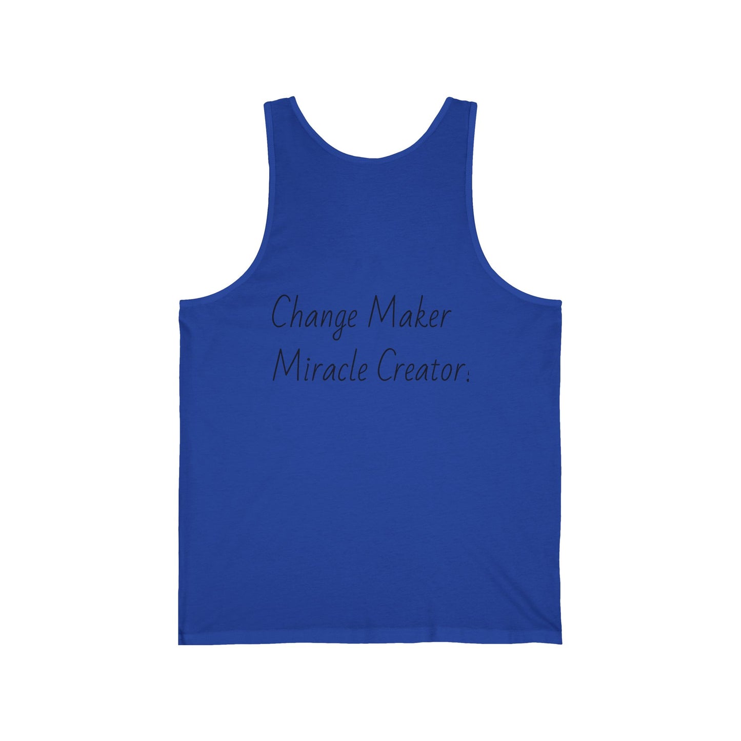 Change Maker, image on front Unisex Jersey Tank