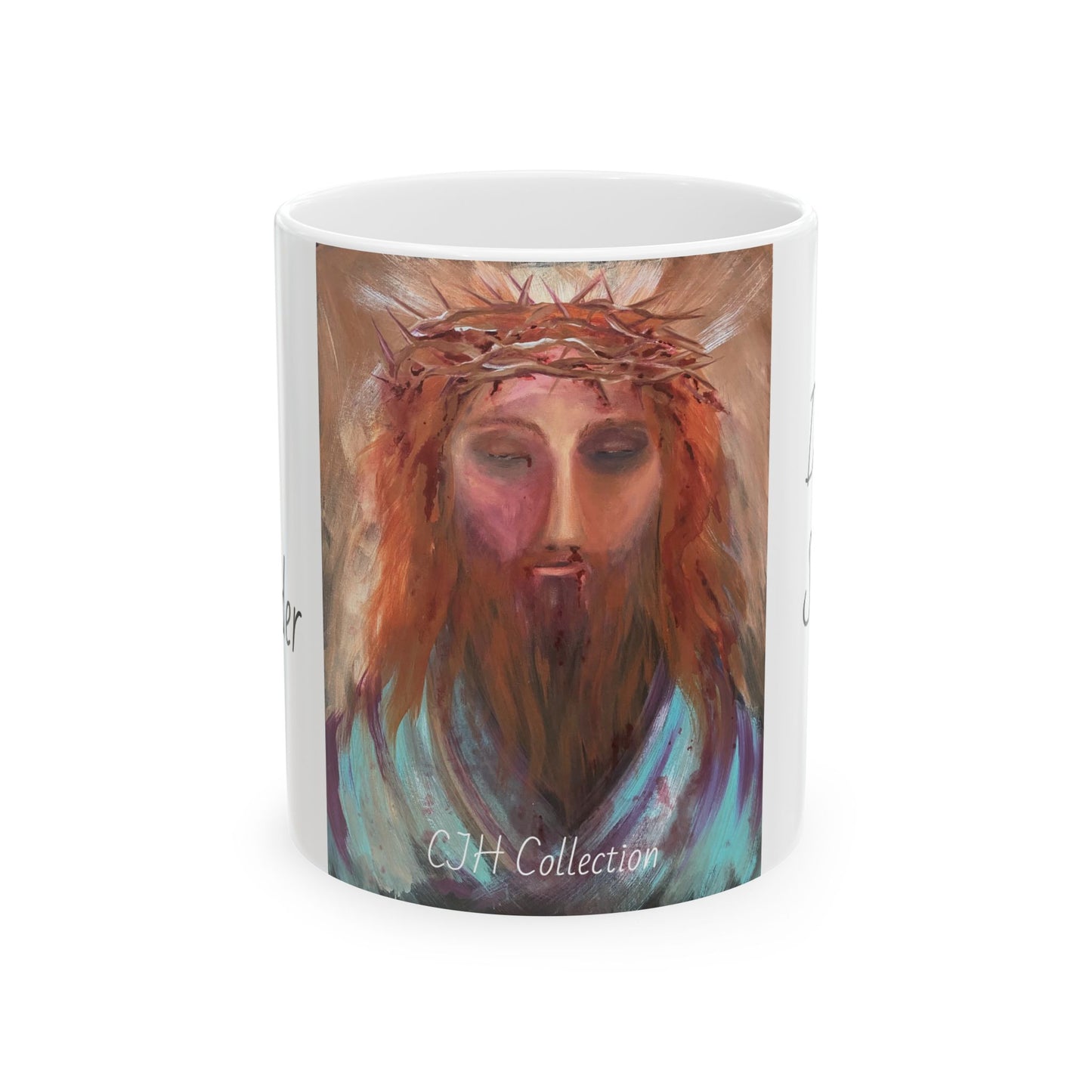 Jesus: Sacred Surender, White Ceramic Mug, (11oz, 15oz)